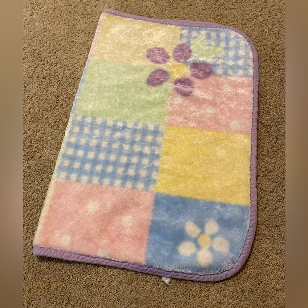 Carter's Fleece Blanket Plaid Flower Baby Girl 30x43